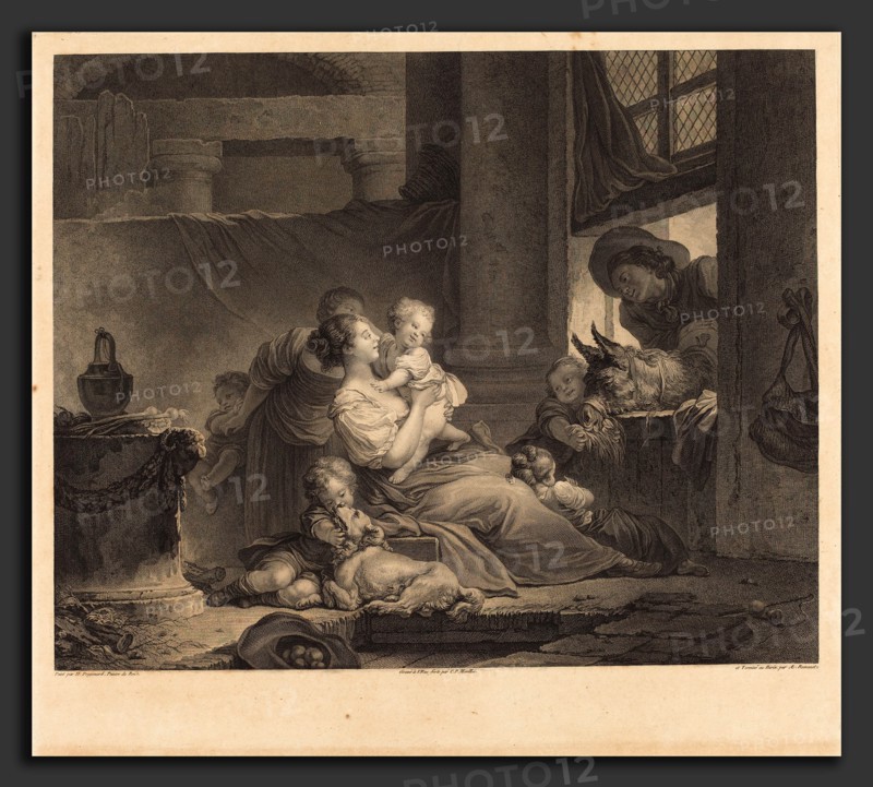 Clément-Pierre Marillier and Antoine Louis Romanet after Jean-Honoré Fragonard (French, 1742 - 1810 or after), La famille du fermier, 1791, etching and engraving