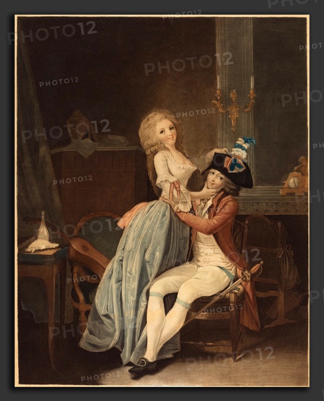 Auguste-Claude-Simon Legrand after Louis-Léopold Boilly (French, 1765 - 1815 or after), Le cocarde nationale, color aquatint and etching
