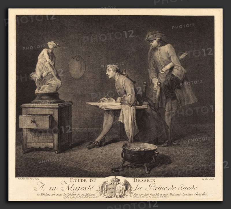 Jacques-Philippe Le Bas after Jean Siméon Chardin (French, 1707 - 1783), Etude du dessin, 1757, etching and engraving