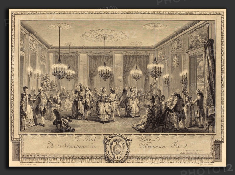 Antoine-Jean Duclos after Augustin de Saint-Aubin (French, 1742 - 1795), Le bal pare, 1774, etching and engraving