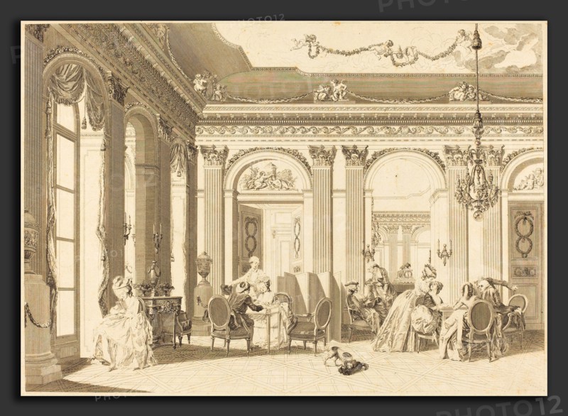 Francois-Nicolas-Barthelemy Dequevauviller after Nicolas Lavreince (French, 1745 - c. 1807), L'assemblee au salon, 1783, etching