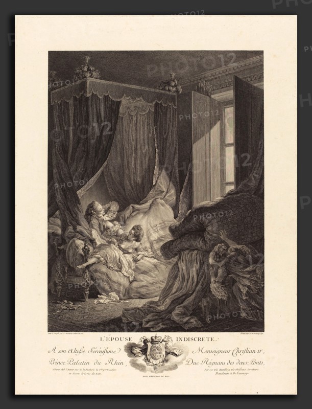 Nicolas Delaunay after Pierre-Antoine Baudouin (French, 1739 - 1792), L'Epouse indiscrete, 1771, etching and engraving
