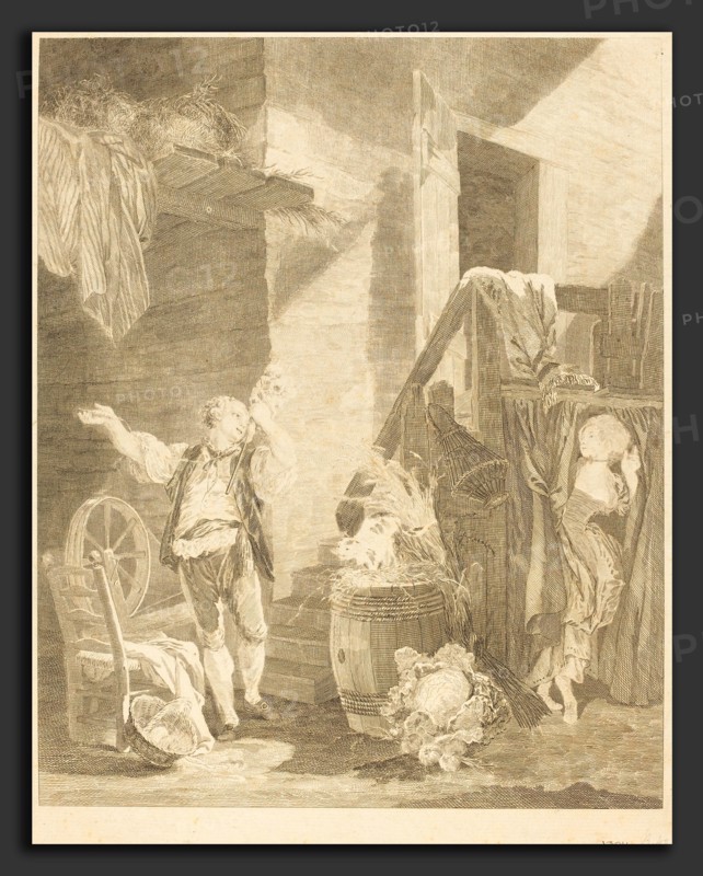 Jean-Baptiste Blaise Simonet after Pierre-Antoine Baudouin (French, 1742 - 1813 or after), Rose et Colas, etching and engraving