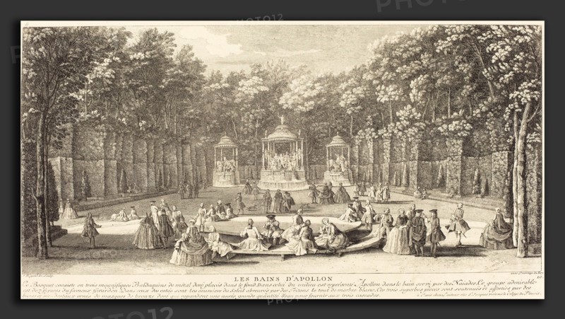 Jean-Baptiste Rigaud (French, active 1752-1761), Les Bains d'Apollon, etching and engraving