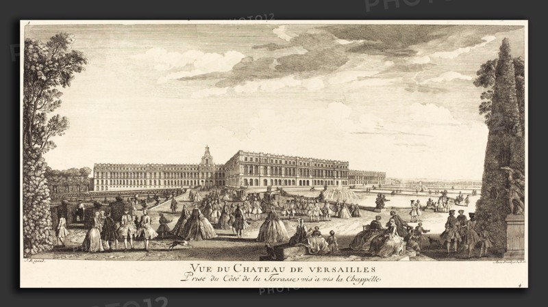 Jean-Baptiste Rigaud (French, active 1752-1761), Vue du Chateau de Versailles Prise du Cote dela Terrasse vis a vis la Chapelle, etching and engraving