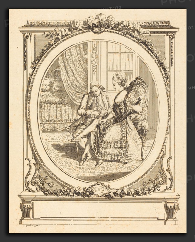 FranÃ§ois Marie Isidore Queverdo after FranÃ§ois Marie Isidore Queverdo (French, 1748 - 1797), La jarretiÃ¨re, 1776, etching