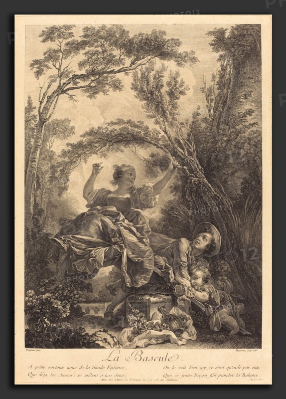Jacques-Firmin Beauvarlet after Jean-Honoré Fragonard (French, 1731 - 1797), La Bascule, 1760, etching and engraving