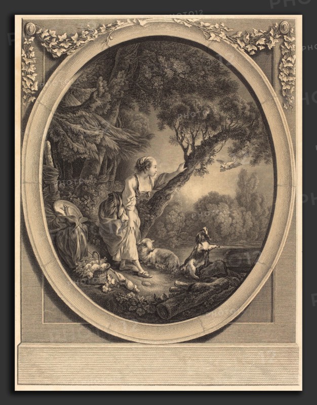 Jacques-Firmin Beauvarlet after FranÃ§ois Boucher (French, 1731 - 1797), L'Arrivee du Courrier, etching and engraving