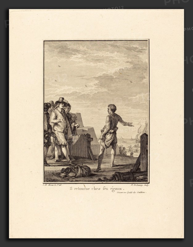 Nicolas Delaunay after Jean-Michel Moreau (French, 1739 - 1792), Discours sur l'égalité des conditions: Il retourne chez ses égaux, 1778, etching and engraving