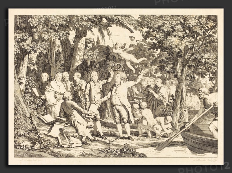 Louis-Joseph Masquelier after Jean-Michel Moreau (French, 1741 - 1811), Mirabeau arrive aux Champs-Ãâlisées, 1792, etching