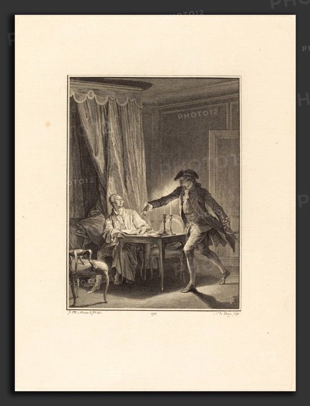 Nicolas Delaunay after Jean-Michel Moreau (French, 1739 - 1792), Ah! Jeune homme Ã  ton bienfaiteur, 1774, etching and engraving