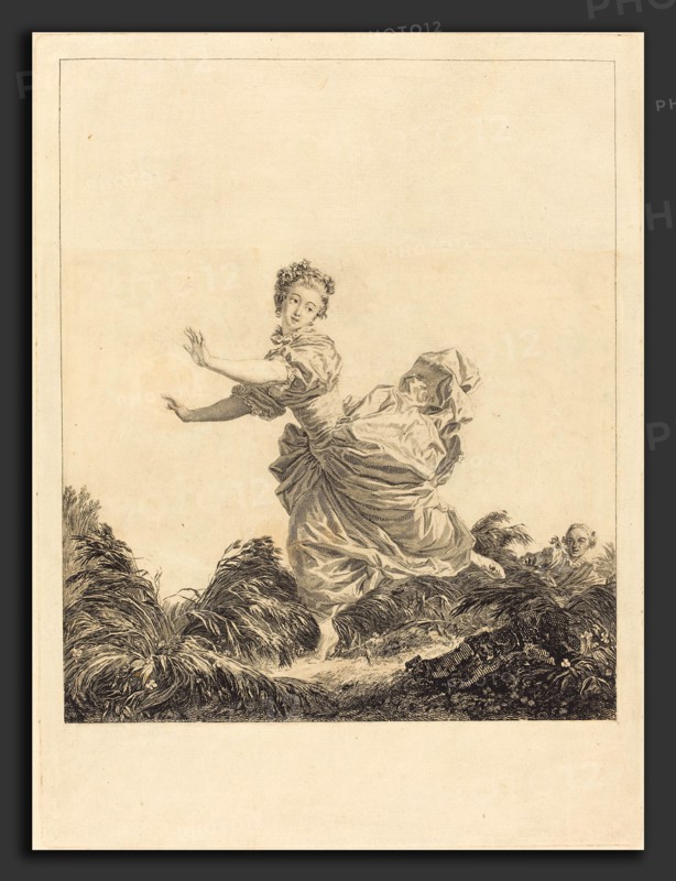 Charles FranÃ§ois Adrien Macret after Jean-Honoré Fragonard (French, 1751 - 1789), La fuite a dessein, 1783, etching