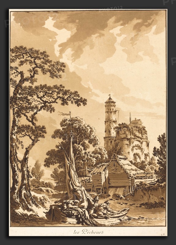 Jean-Baptiste Le Prince (French, 1734 - 1781), Les Pecheurs (The Fishermen), 1771, etching and aquatint printed in brown ink