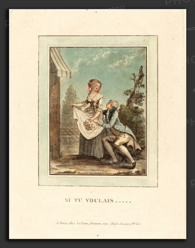 Louis Le Coeur after Nicolas Lavreince (French, active c. 1784 - 1825), Si tu voulais, color aquatint and etching