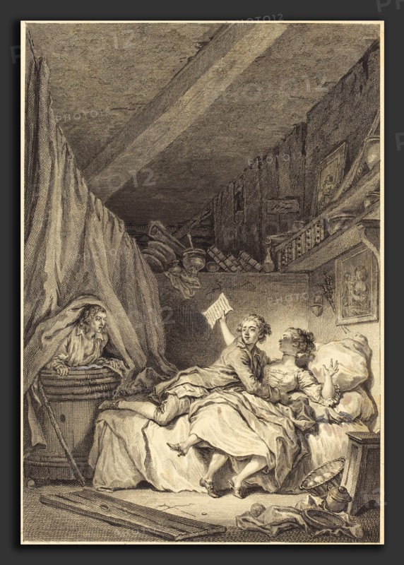 Jean Dambrun after Jean-Honoré Fragonard (French, 1741 - 1808 or after), Le savetier, etching and engraving touched with China ink