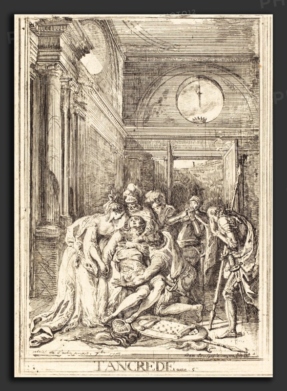 Gabriel Jacques de Saint-Aubin (French, 1724 - 1780), The Death of Tancred [left], 1760, etching