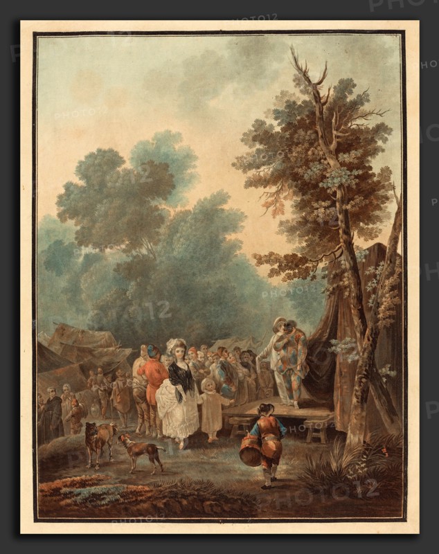 Charles-Melchior Descourtis after Nicolas Antoine Taunay (French, 1753 - 1820), Foire de Village, 1788, etching and engraving printed in color