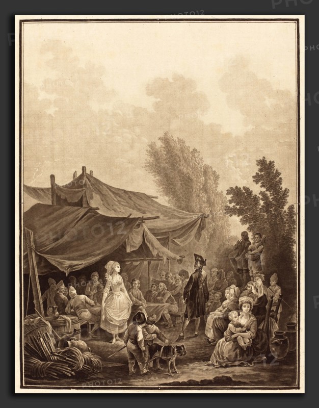 Charles-Melchior Descourtis after Nicolas Antoine Taunay (French, 1753 - 1820), Noce de Village (Village Wedding), 1785, wash manner and etching, printed in black ink