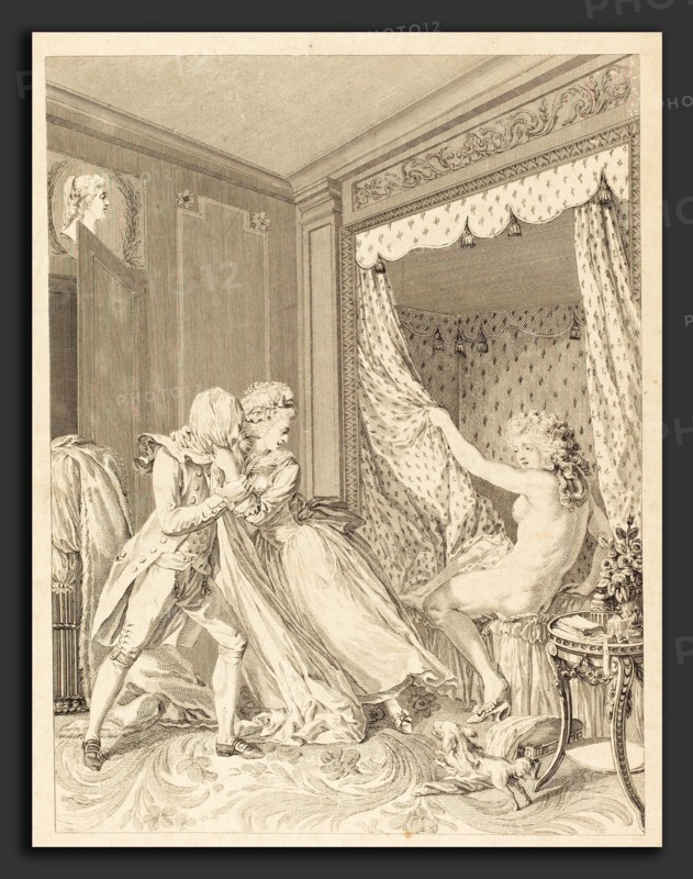 Francois-Nicolas-Barthelemy Dequevauviller after Antoine Borel (French, 1745 - c. 1807), L'Indiscret, 1786, etching