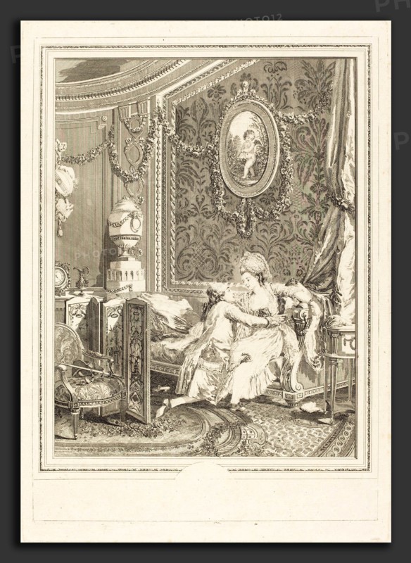 Nicolas Delaunay after Nicolas Lavreince (French, 1739 - 1792), L'heureux moment, 1777, etching