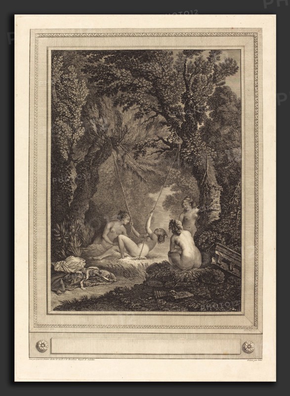 Geraud Vidal after Nicolas Lavreince (French, 1742 - 1801), La balancoire mysterieuse, 1784, etching and engraving