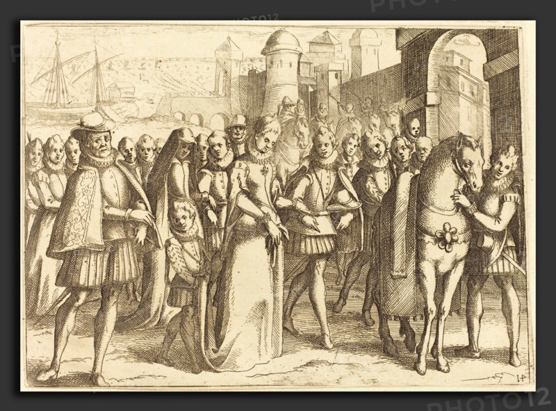 Jacques Callot (French, 1592 - 1635), Arrival at Valencia, 1612, etching on laid paper [restrike]