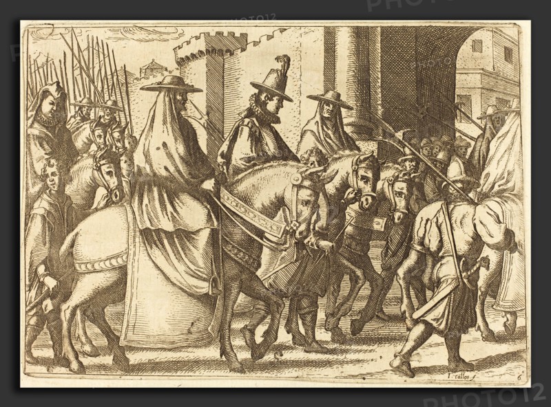 Jacques Callot (French, 1592 - 1635), Entry Into the Town of Ferrara, 1612, etching on laid paper [restrike]