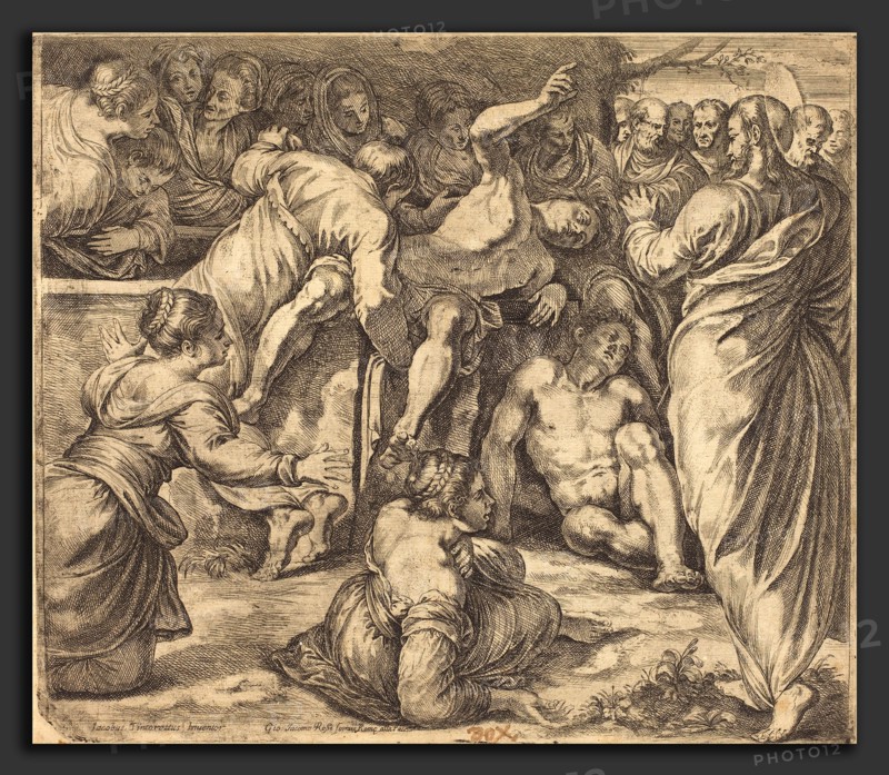 Guillaume Courtois after Tintoretto (Italian (born in France) 1628 - 1679), The Raising of Lazarus, etching on laid paper