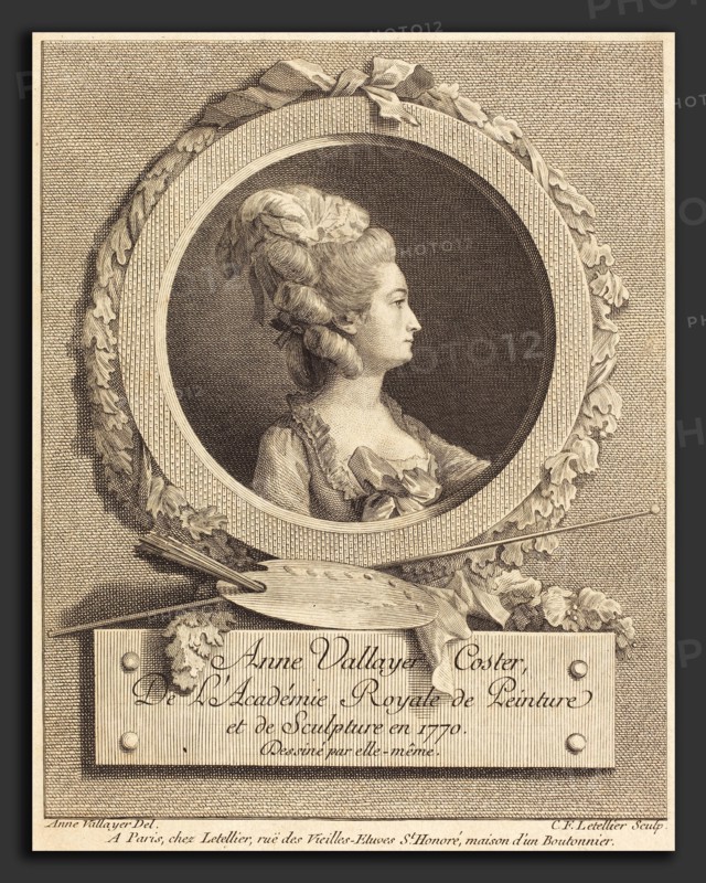 Charles Francois Le Tellier after Anne Vallayer-Coster (French, 1743 - probably 1800), Anne Vallayer-Coster, after 1770, etching and engraving