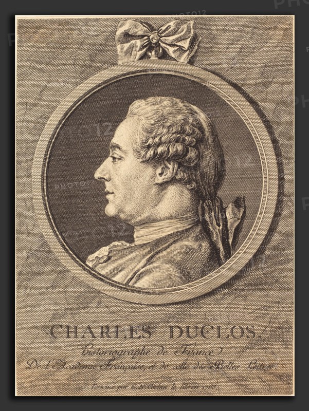 Charles-Nicolas Cochin II (French, 1715 - 1790), Charles Duclos, 1763, engraving over etching on laid paper