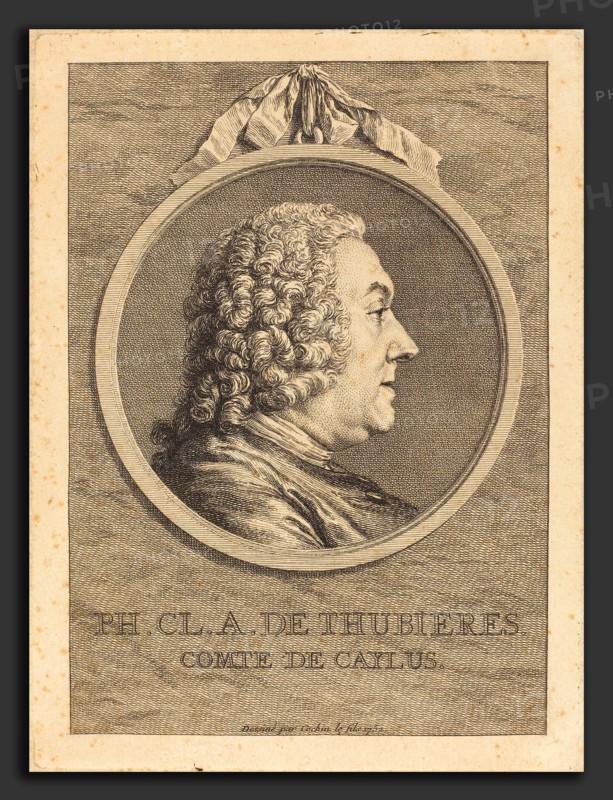Charles-Nicolas Cochin II (French, 1715 - 1790), Ph.Cl.A. de Thubieres, Comte de Caylus, 1752, engraving over etching on laid paper