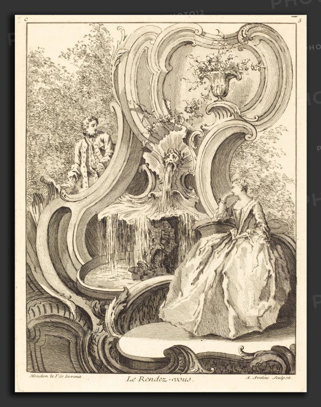 Antoine Aveline after Jean Mondon (French, 1691 - 1743), Le Rendez-vous, 1736, etching with engraving on laid paper