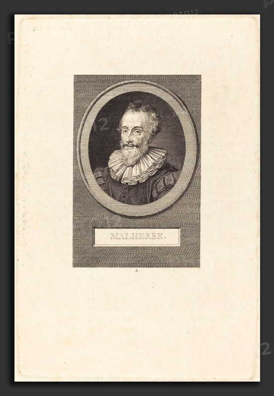 Augustin de Saint-Aubin (French, 1736 - 1807), Francois de Malherbe, 1805, engraving over etching on laid paper