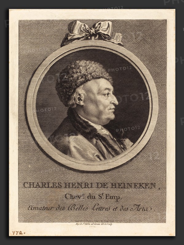 Augustin de Saint-Aubin (French, 1736 - 1807), Charles Henri de Heineken, 1770, engraving over etching on laid paper