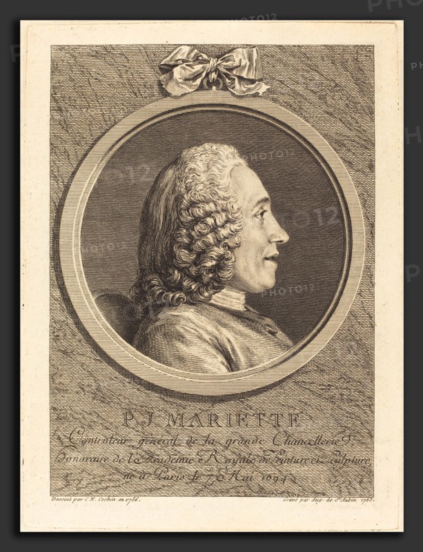 Augustin de Saint-Aubin after Charles-Nicolas Cochin II (French, 1736 - 1807), Pierre-Jean Mariette, 1765, etching and engraving on laid paper