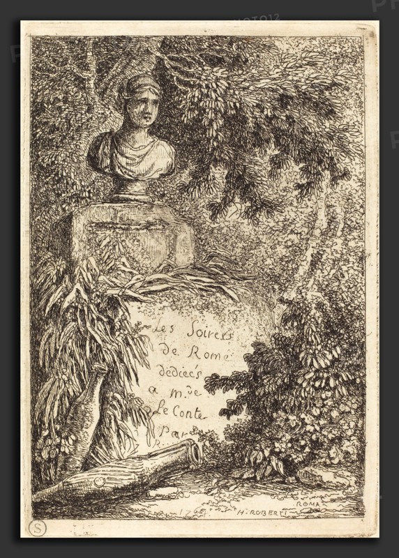 Hubert Robert (French, 1733 - 1808), The Portrait Bust, 1764, etching on laid paper
