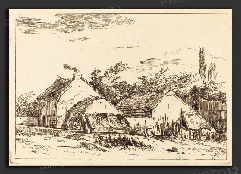 Louis Gabriel Moreau (French, 1739 - 1806), Two Barns, etching