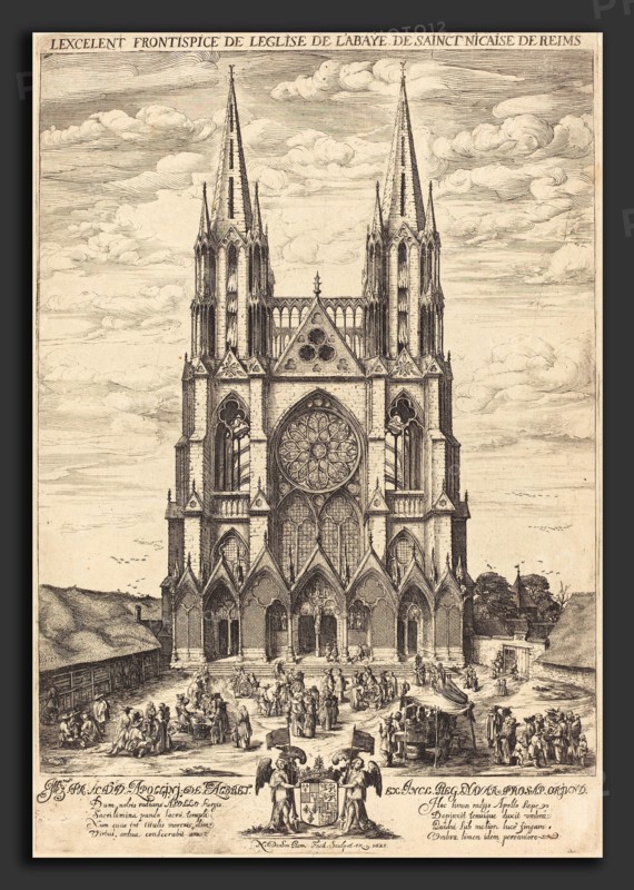 Nicolas de Son (French, active 1620s), La facade de l'abbaye de S. Nicaise de Reims, 1625, etching