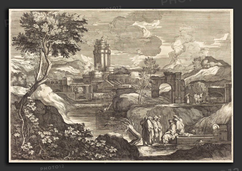 Sébastien Bourdon (French, 1616 - 1671), Jesus Telling the Parable of the Father who Sends his Workers to his Vineyard, engraving
