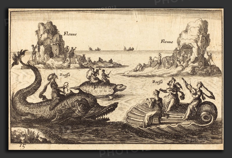Balthasar Moncornet after Remigio Cantagallina (French, c. 1600 - 1668), Goddesses on the River, etching on laid paper