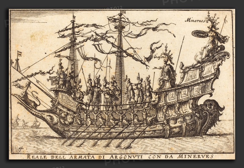 Balthasar Moncornet after Remigio Cantagallina (French, c. 1600 - 1668), Reale dell'Armata di Argonuti con da Minerves, etching on laid paper