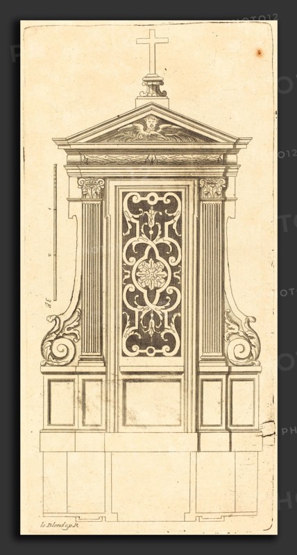 Jean Le Blond (French, c. 1635 - 1709), Plan et elevation des plus beaux confessionnaux de Paris, tres fidelemant mesure, published 1688, engraving