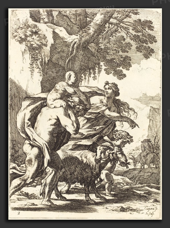 Nicolas Chapron (French, 1612 - c. 1656), Faun and Bacchante with a Child, 1650s, etching with engraving on laid paper