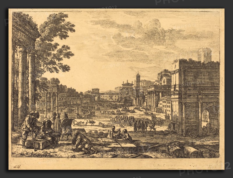 Claude Lorrain (French, 1604-1605 - 1682), The Roman Forum (Le Campo Vaccino), 1636, etching