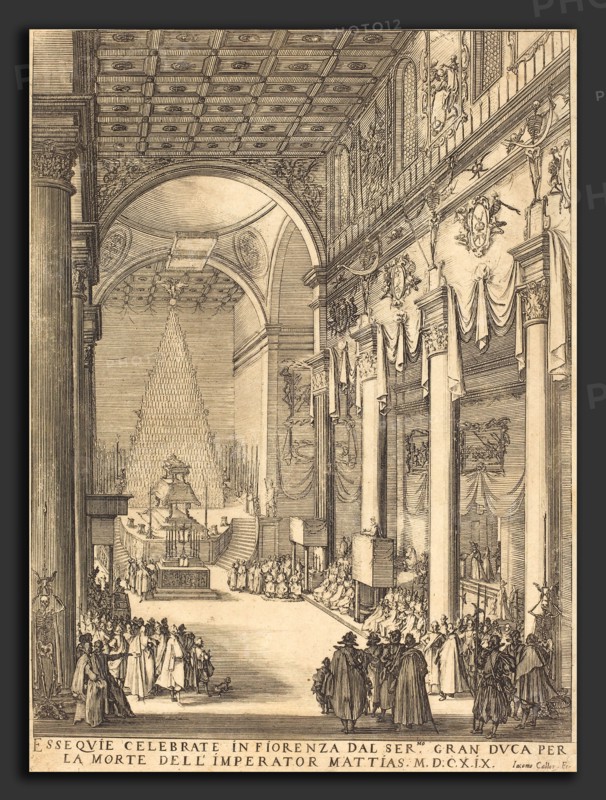 Jacques Callot (French, 1592 - 1635), The Catafalque of the Emperor Mathias, 1619, etching and engraving