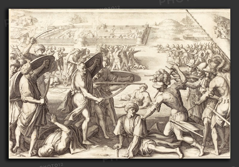 Jacques Callot (French, 1592 - 1635), Assault on the Outer Forts of Bone, c. 1614, engraving