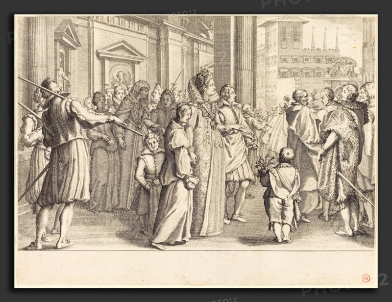 Jacques Callot (French, 1592 - 1635), Grand Duchess at the Procession of the Young Girls, c. 1614, engraving
