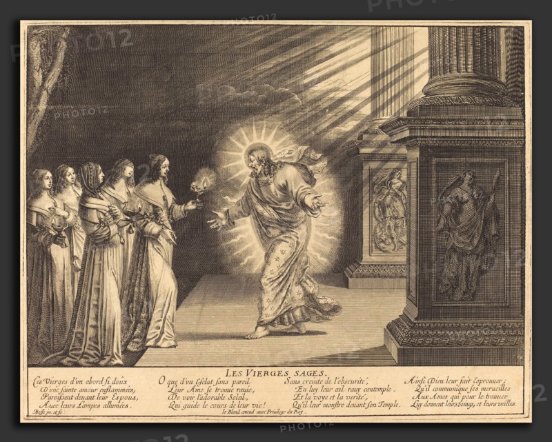 Abraham Bosse (French, 1602 - 1676), The Wise Virgins Carrying Their Lamps, etching on laid paper