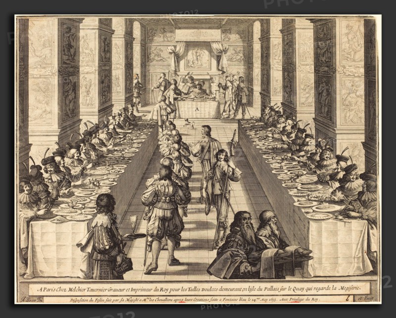 Abraham Bosse (French, 1602 - 1676), Banquet Given by the King to the New Knights, 1633, etching and engraving