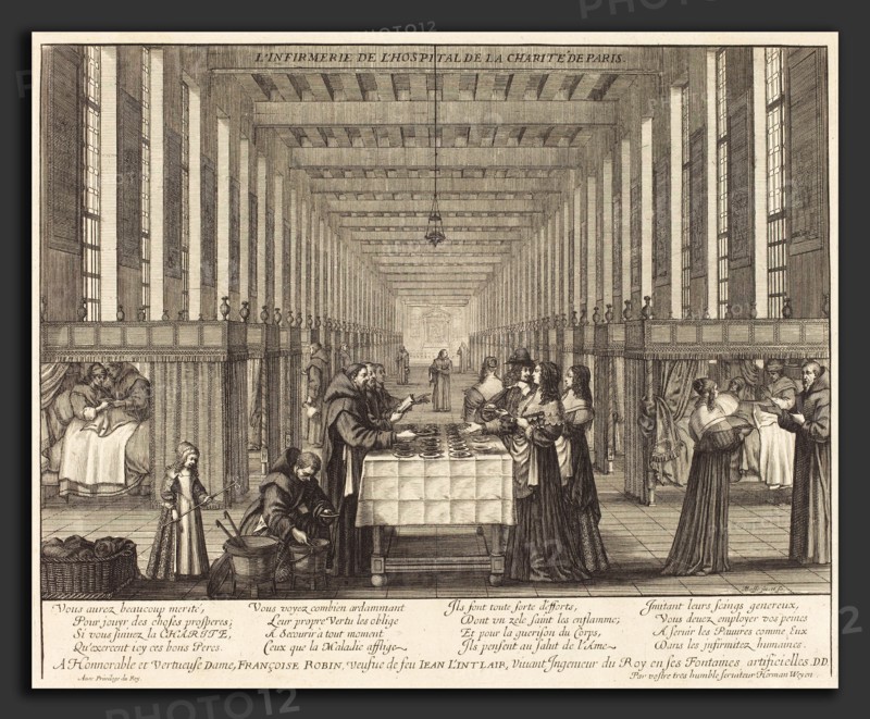 Abraham Bosse (French, 1602 - 1676), L'Infirmerie de l'hospital de la Charite de Paris, etching